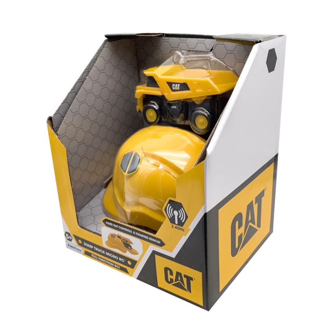 Brand New CAT Dump Truck Micro RC Toy Vehicles. Hard Hat Controls & Charges Car