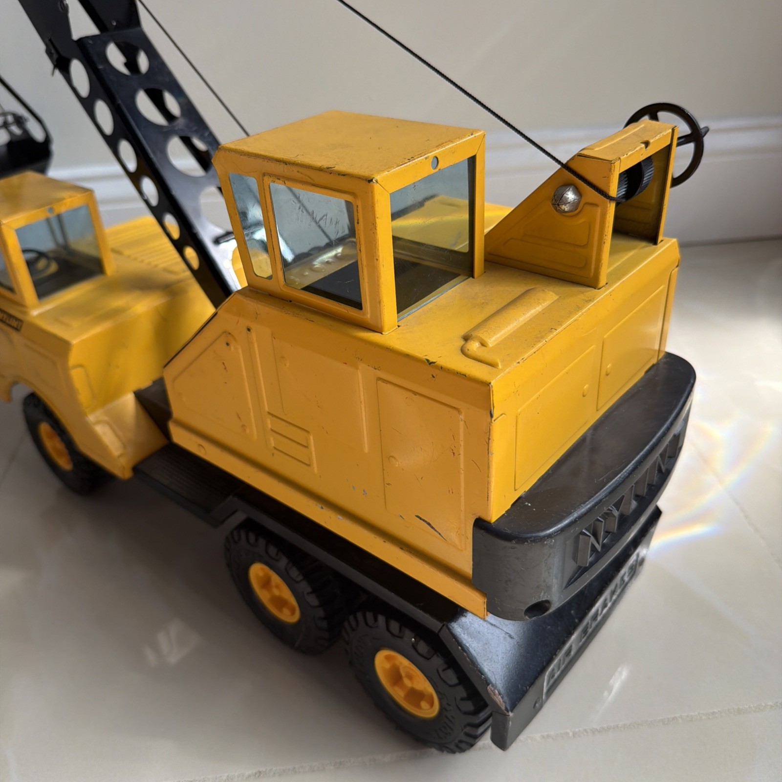 Vintage 1970s Nylint Michigan Crane Truck with Clam Bucket Shovel