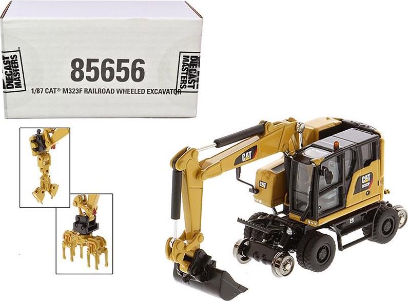 CAT Caterpillar M323F Railroad Wheeled Excavator with 3 Accessories (CAT Yellow