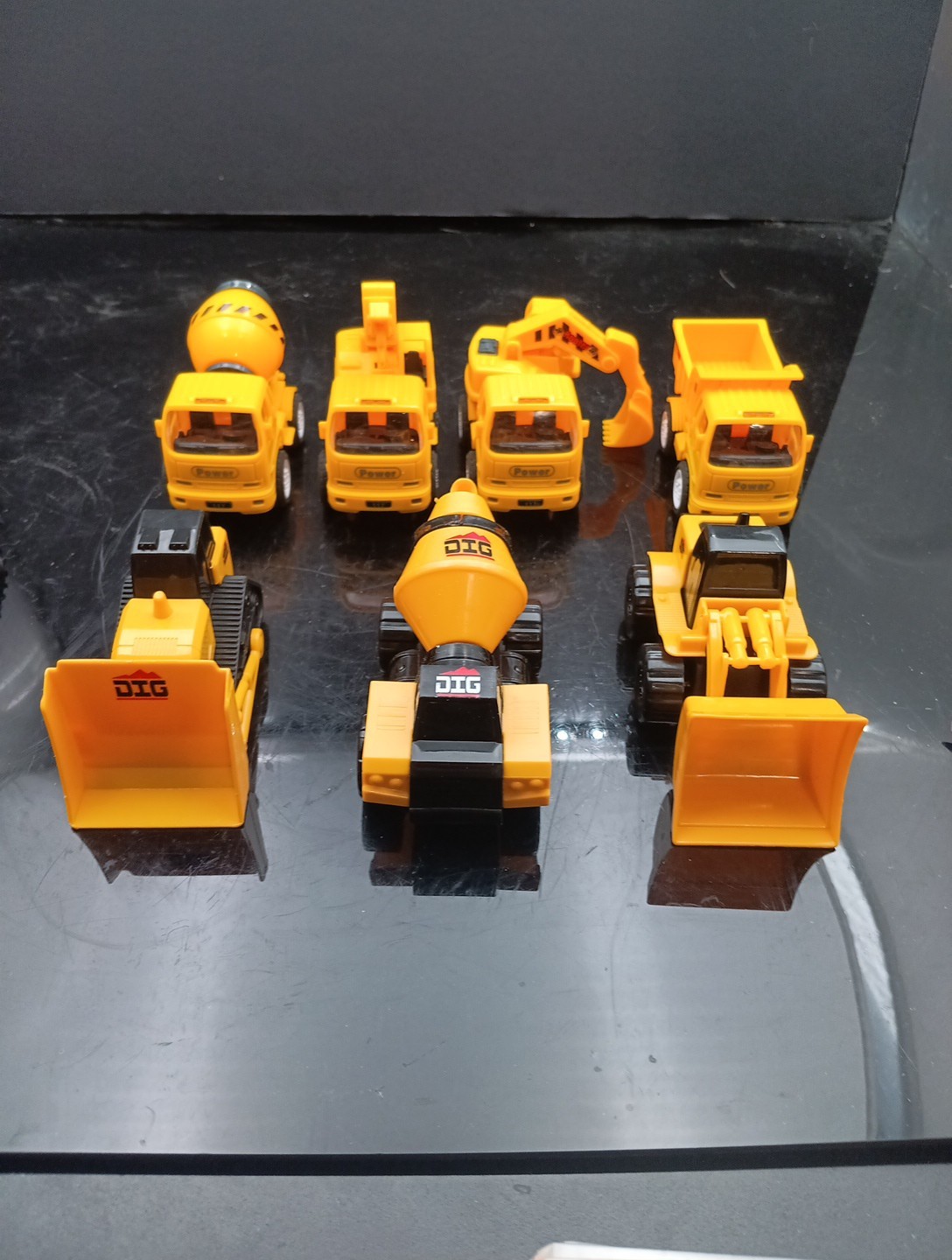 Lot Of 7 Mixed Plastic Kids Toy Construction Vehicles Free Shipping! T2641
