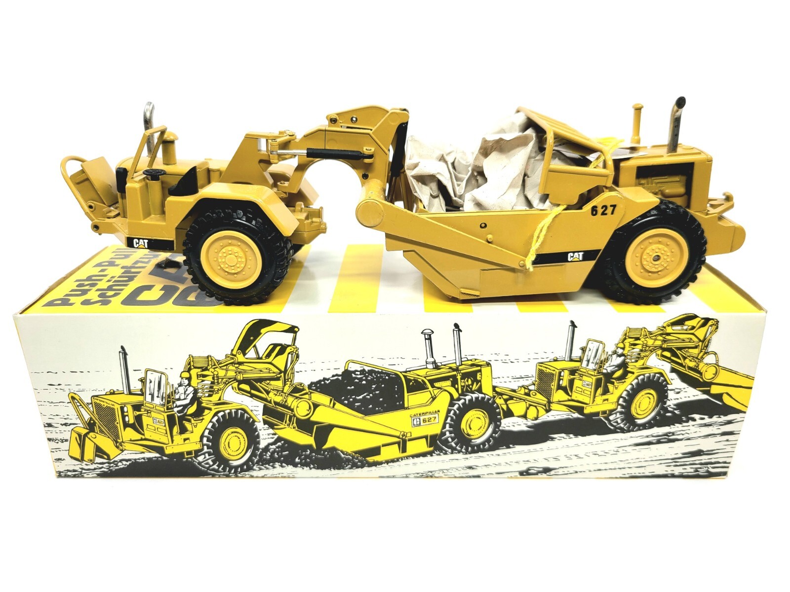 Caterpillar Cat 627 Push-Pull Scraper – Yellow – NZG 1:50 Scale Model #127 New