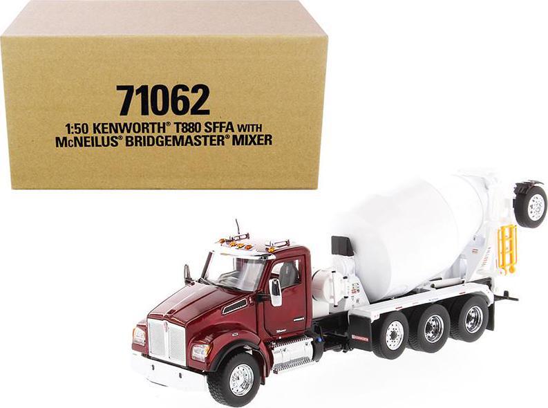 Kenworth T880 SFFA with McNeilus Bridgemaster Mixer Truck Radiant Red and White