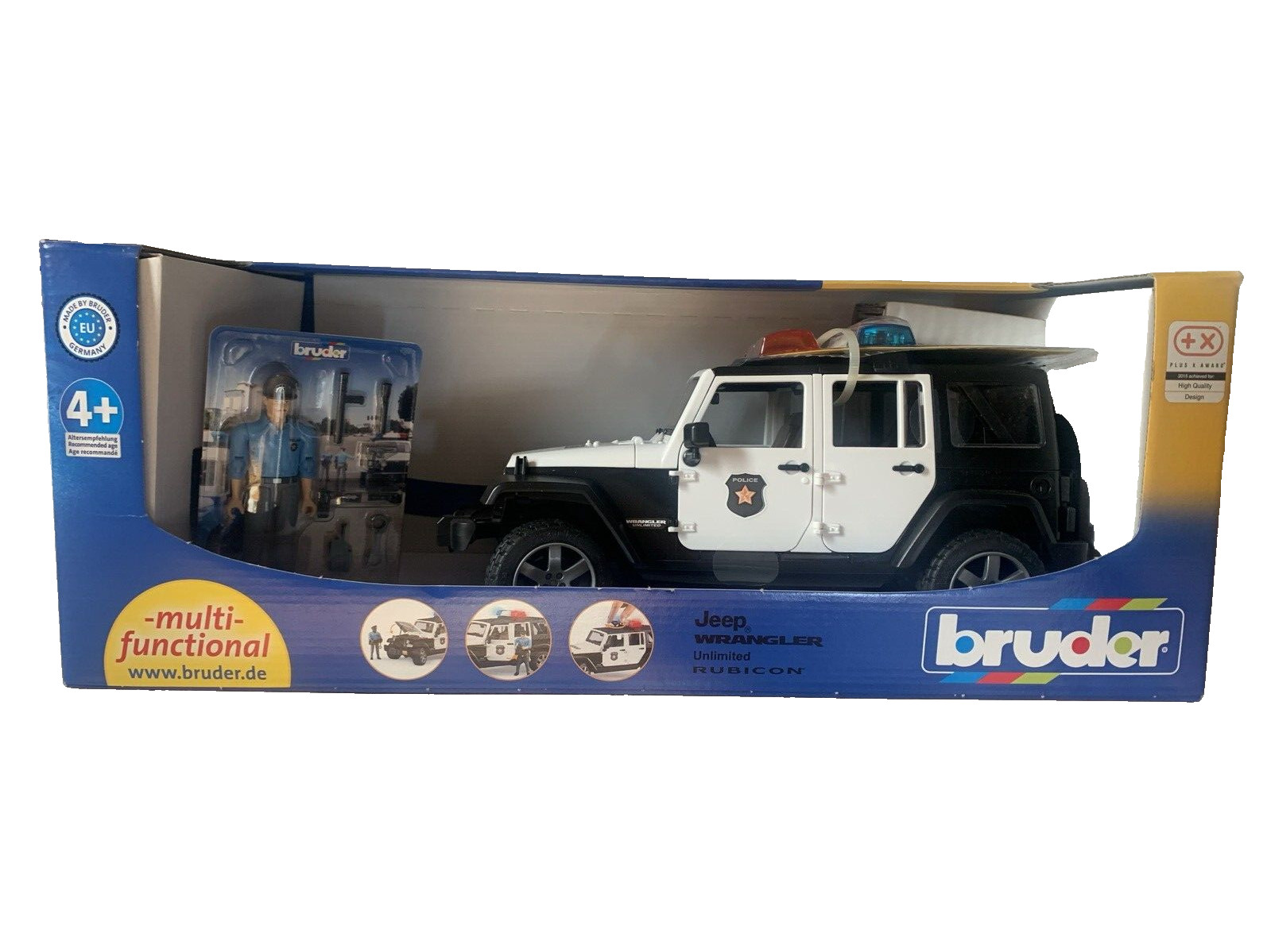 Bruder #02526 Jeep Wrangler Unlimited Rubicon with Light skinned Policeman BN
