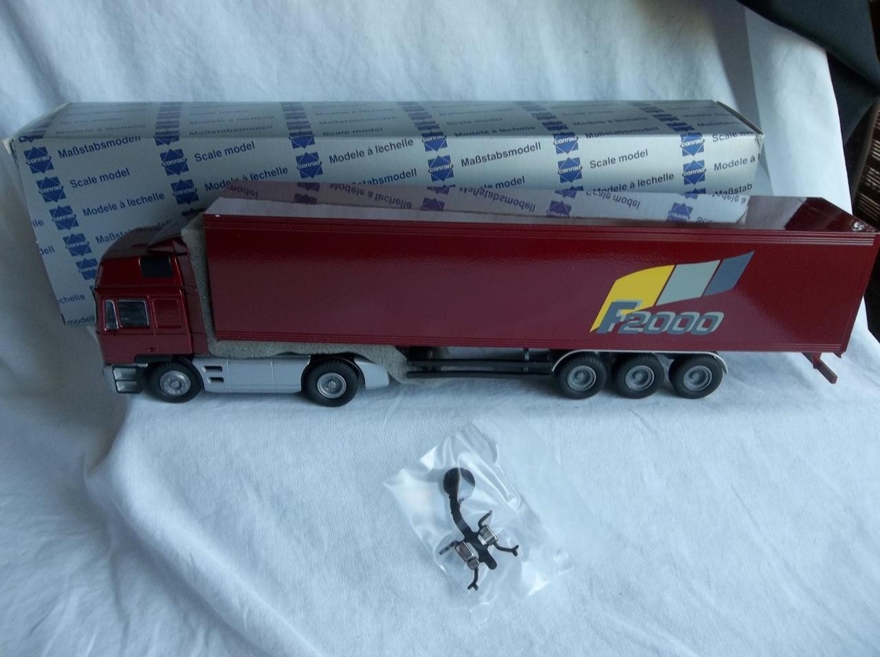 NIB Conrad 6107 Man F2000 Truck w/Van Trailer 1:50 Scale Orig Box