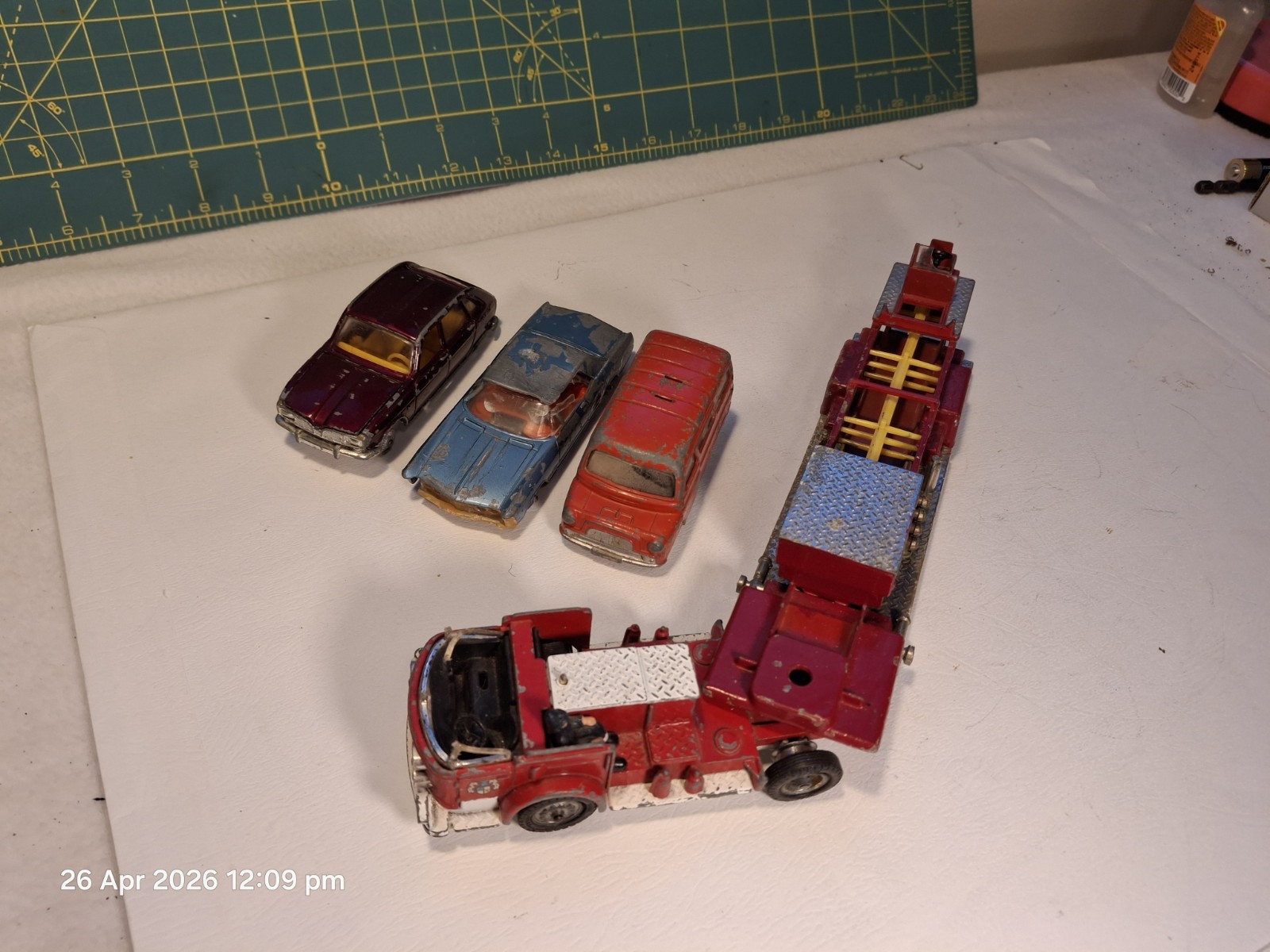 Corgi Lot of 4 Vehicles Buick Renault Bedford La France Aerial Truck
