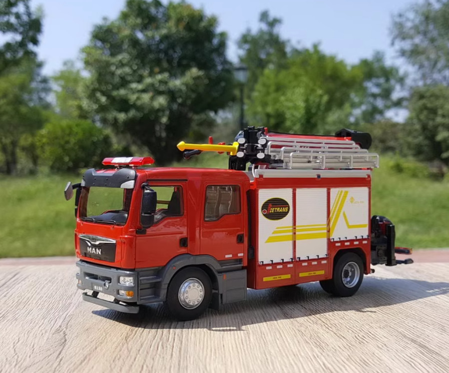 1:43 MAN JIEDA Fire Emergency Fire Rescue Major Fire Truck Engine Diecast Model