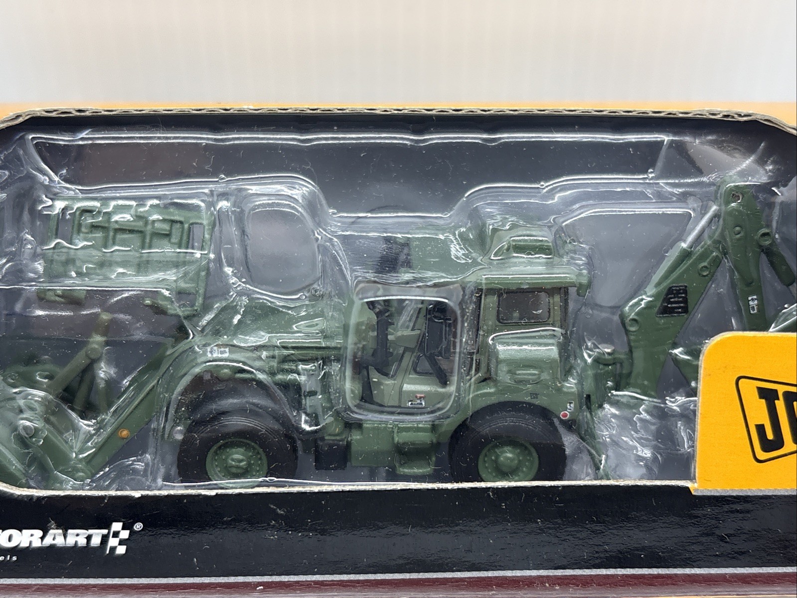 B68 1:87 MOTORART 13479 JCB HMEE BACKHOE LOADER CRANE SHOVEL ARMY GREEN MIB 4