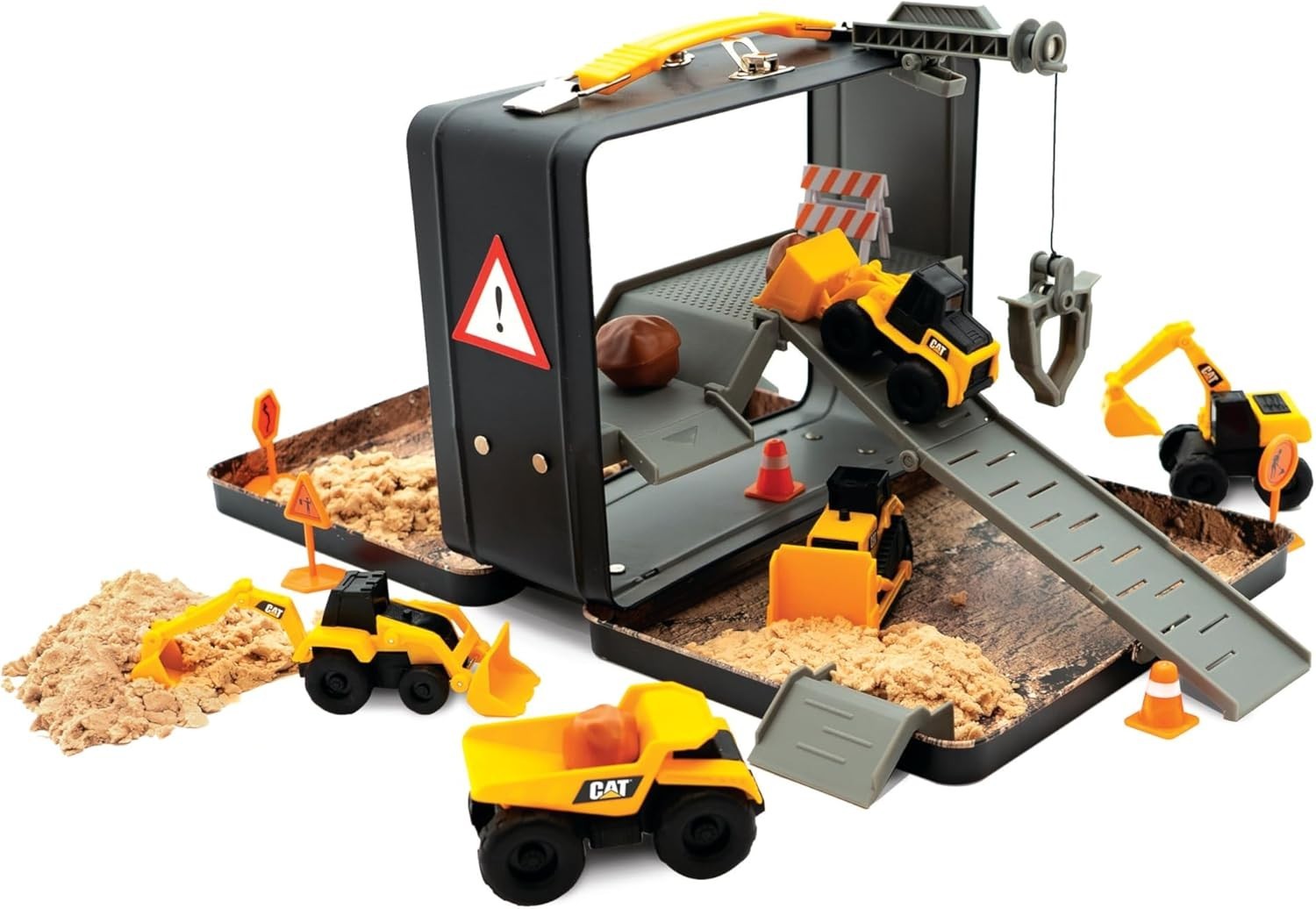 CAT Store N Go Playset: Durable Metal Toy set with 5 Vehicles & 10+ Accessories