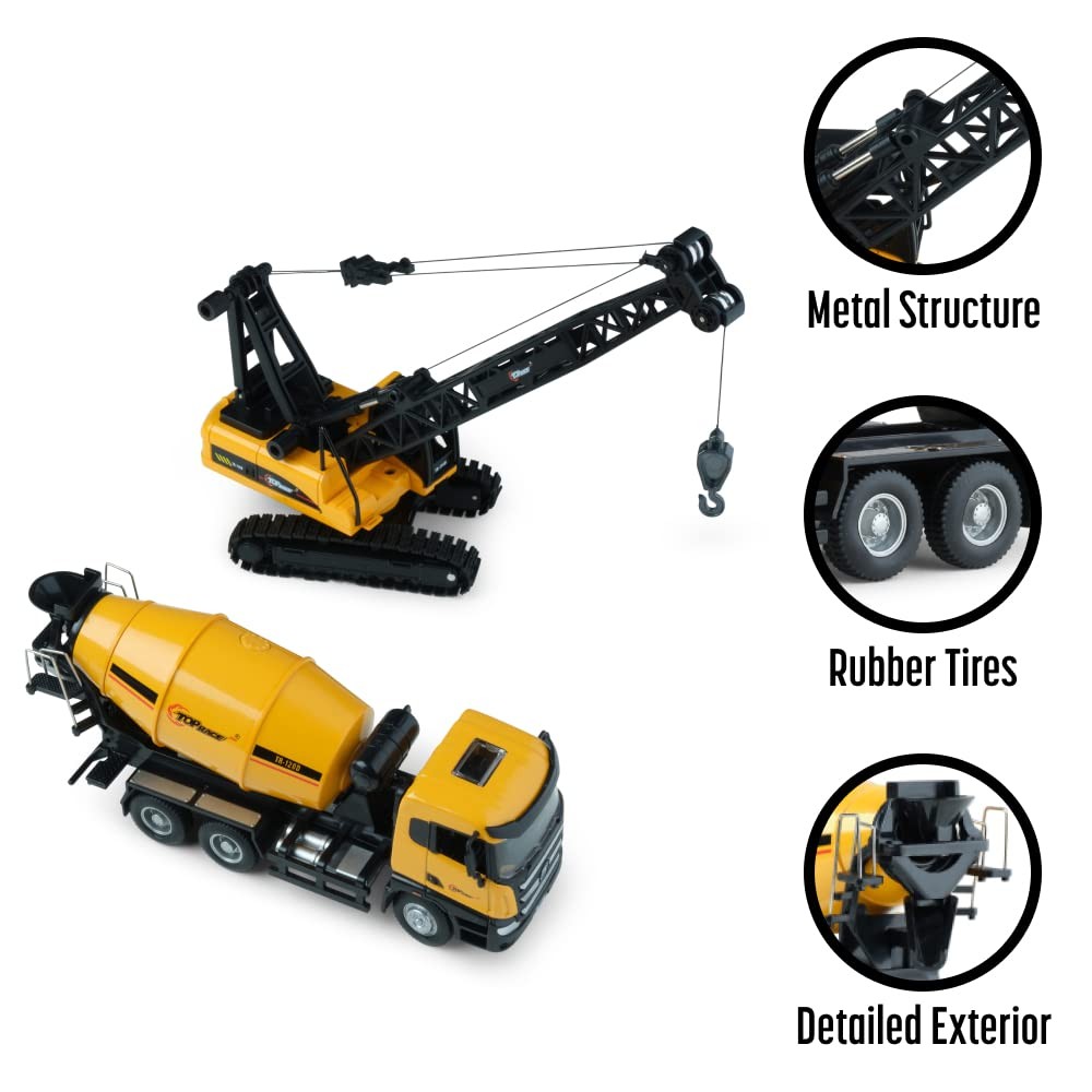Diecast Metal Construction Trucks Models Set of 2 〡 Heavy Metal Toy Cement Truck