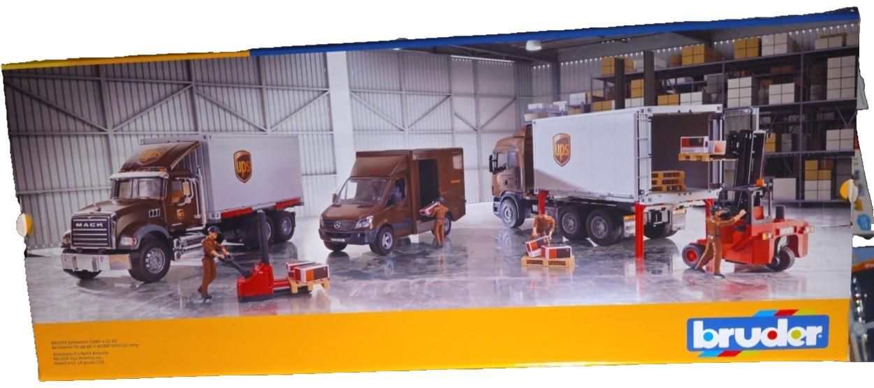 Bruder Man Scania UPS Logistic Truck with LKW mit. Scale 1:16 Brand New 4+