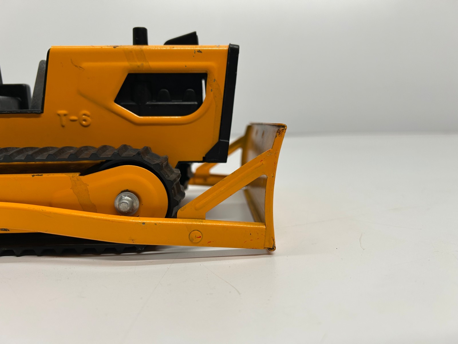 Vtg c1970s Tonka T-6 Pressed Steel Plastic Orange Bulldozer Toy