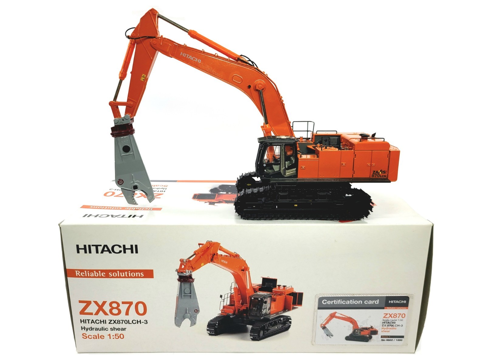 Hitachi ZX870LCH-3 Zaxis Excavator with Shear – WSI 1:50 Scale Model #04-1035