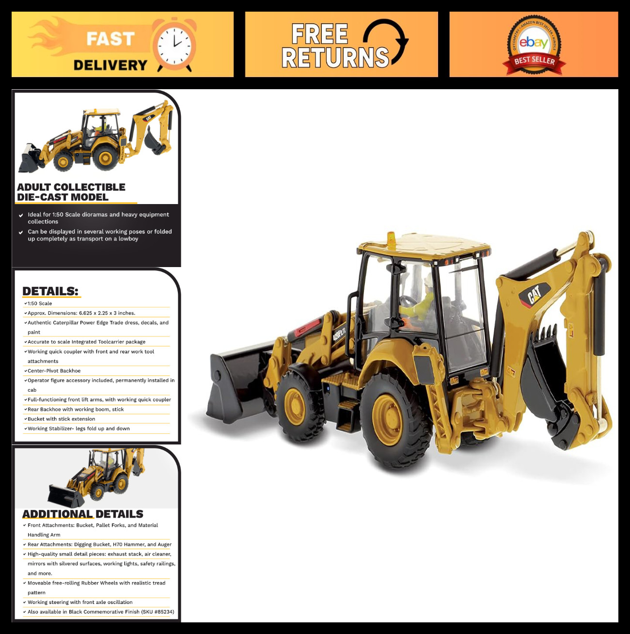 Diecast Backhoe Loader 420F2 Model – High Line Series Construction Vehicle