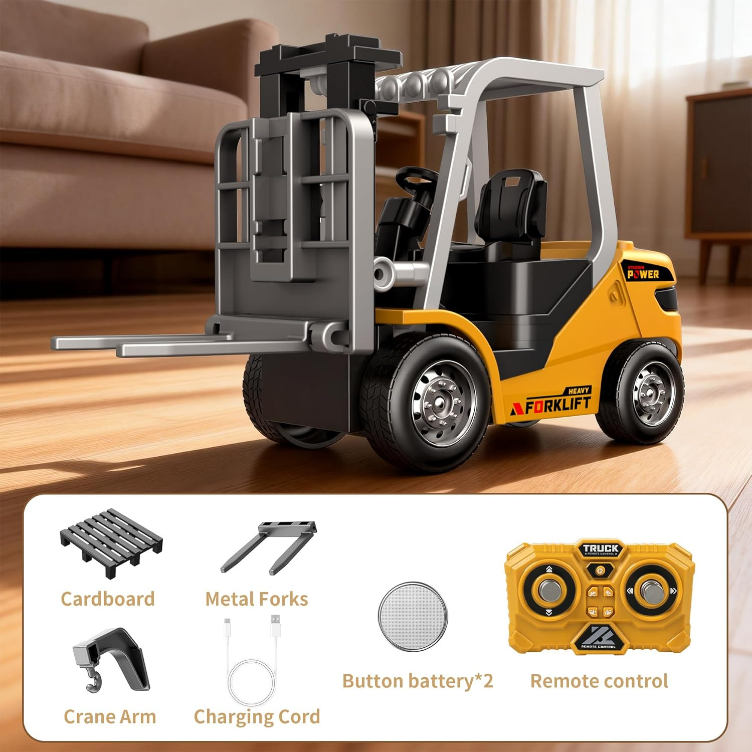 Mini 1/64 RC Forklift Toy, Remote Control Forklift Truck, 2 in 1 Transformable L