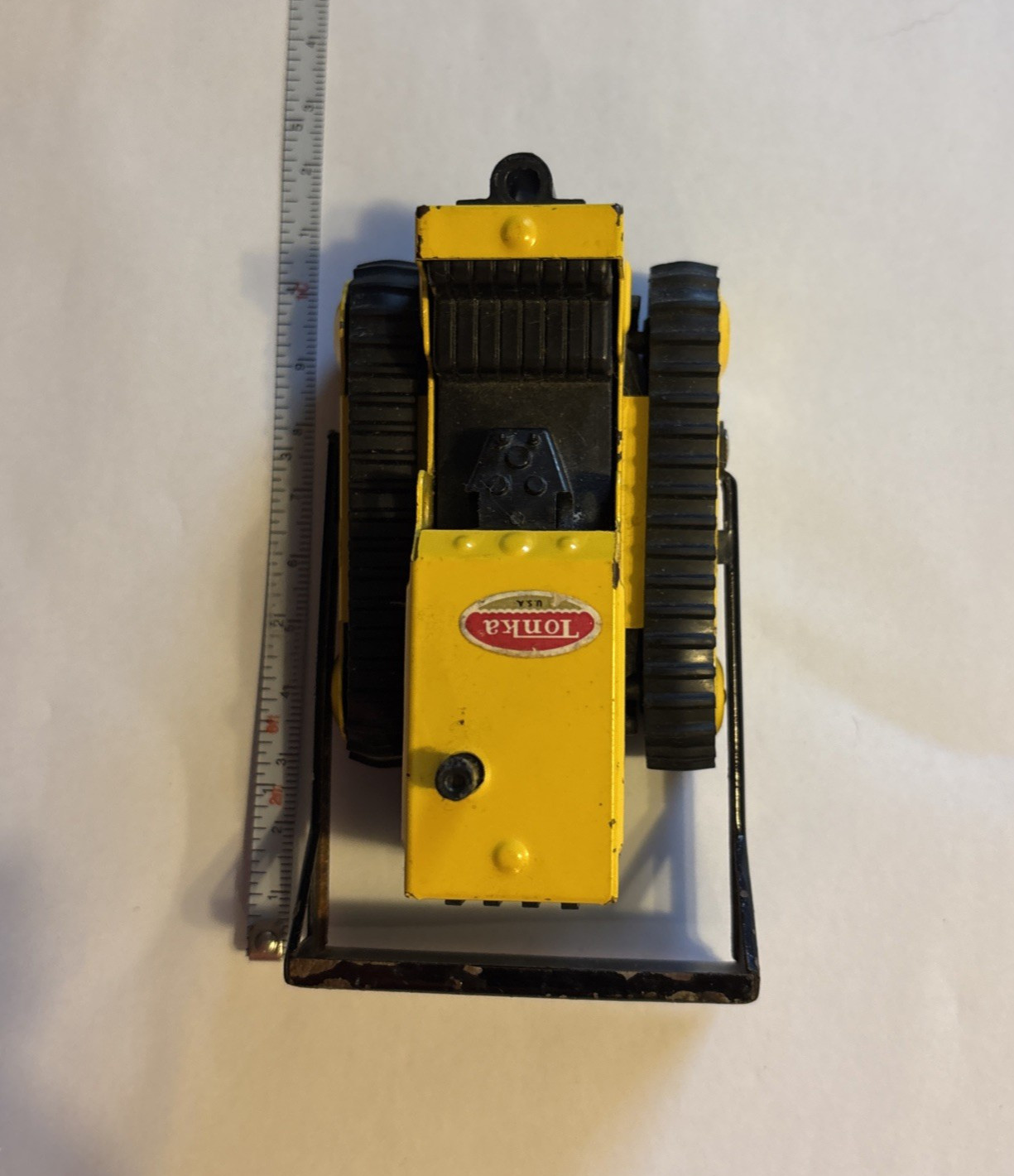 Vintage 1970’s Tonka Yellow Mini Bulldozer Earthmover Tractor Die-Cast Metal 4″