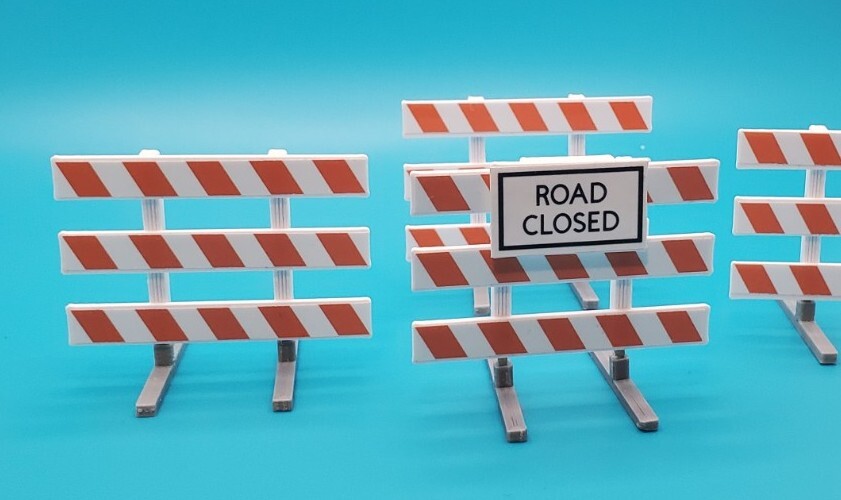 Custom 1/50 Scale Type III Barricade *4 Pack* with Road Closed Sign