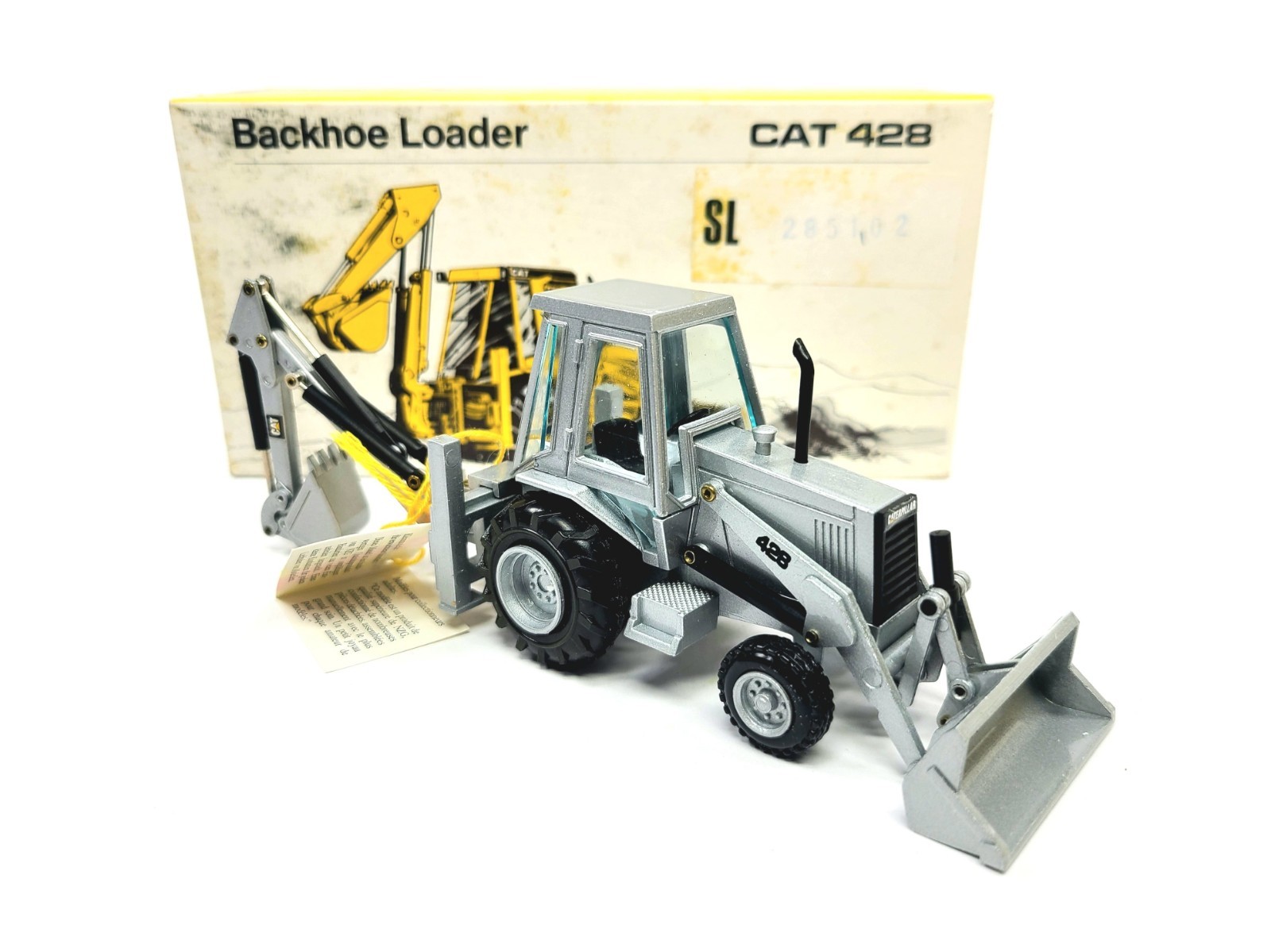 Caterpillar Cat 428 Backhoe Loader Cab – Silver NZG 1:50 Scale Model #285.1S New