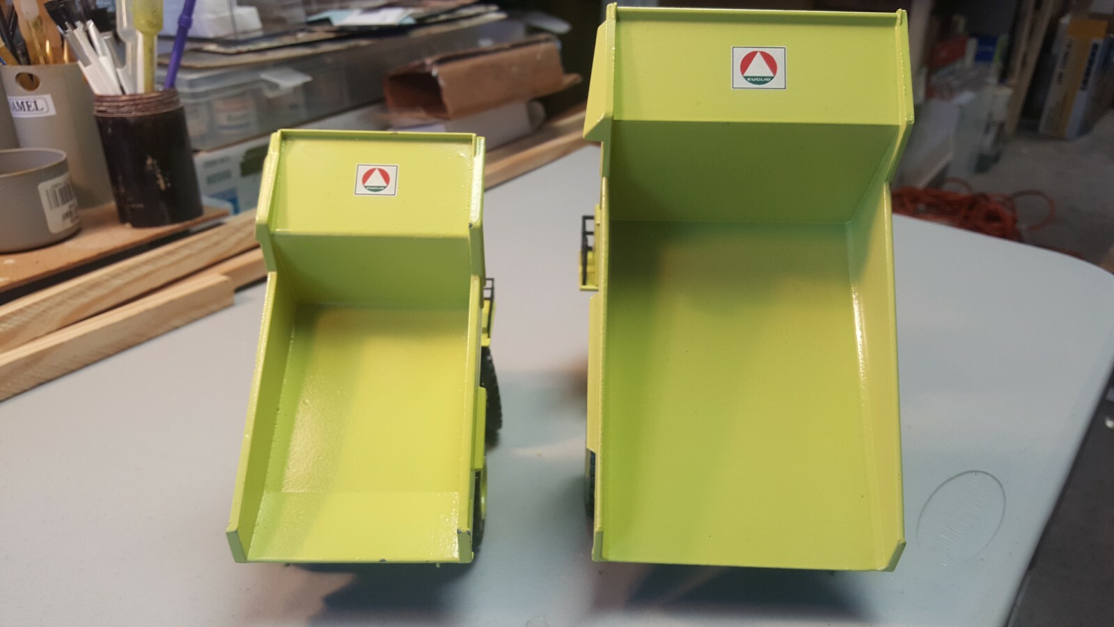 2 x EUCLID Dump Trucks R-85B / R-35 authentic 1955 “Hi Lite Green” Paint!!!