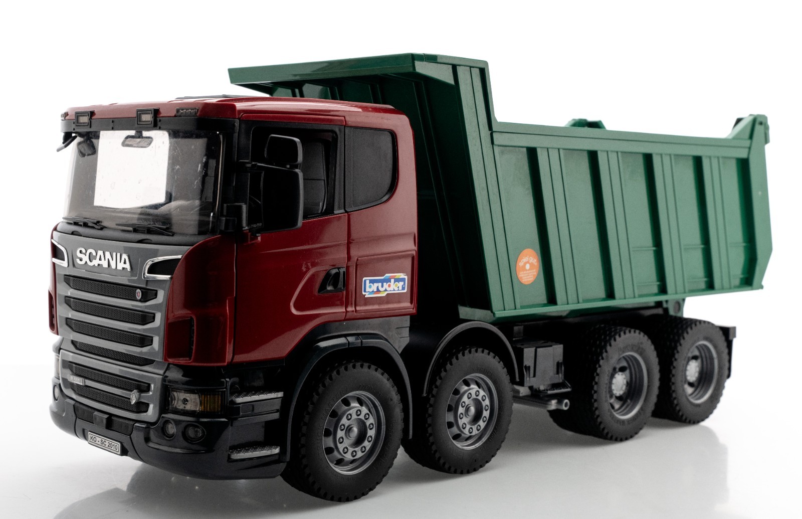 Bruder 2009/2010 Scania Green & Red R-Series Dump Truck 03550 20x7x9″ 1:16 USED