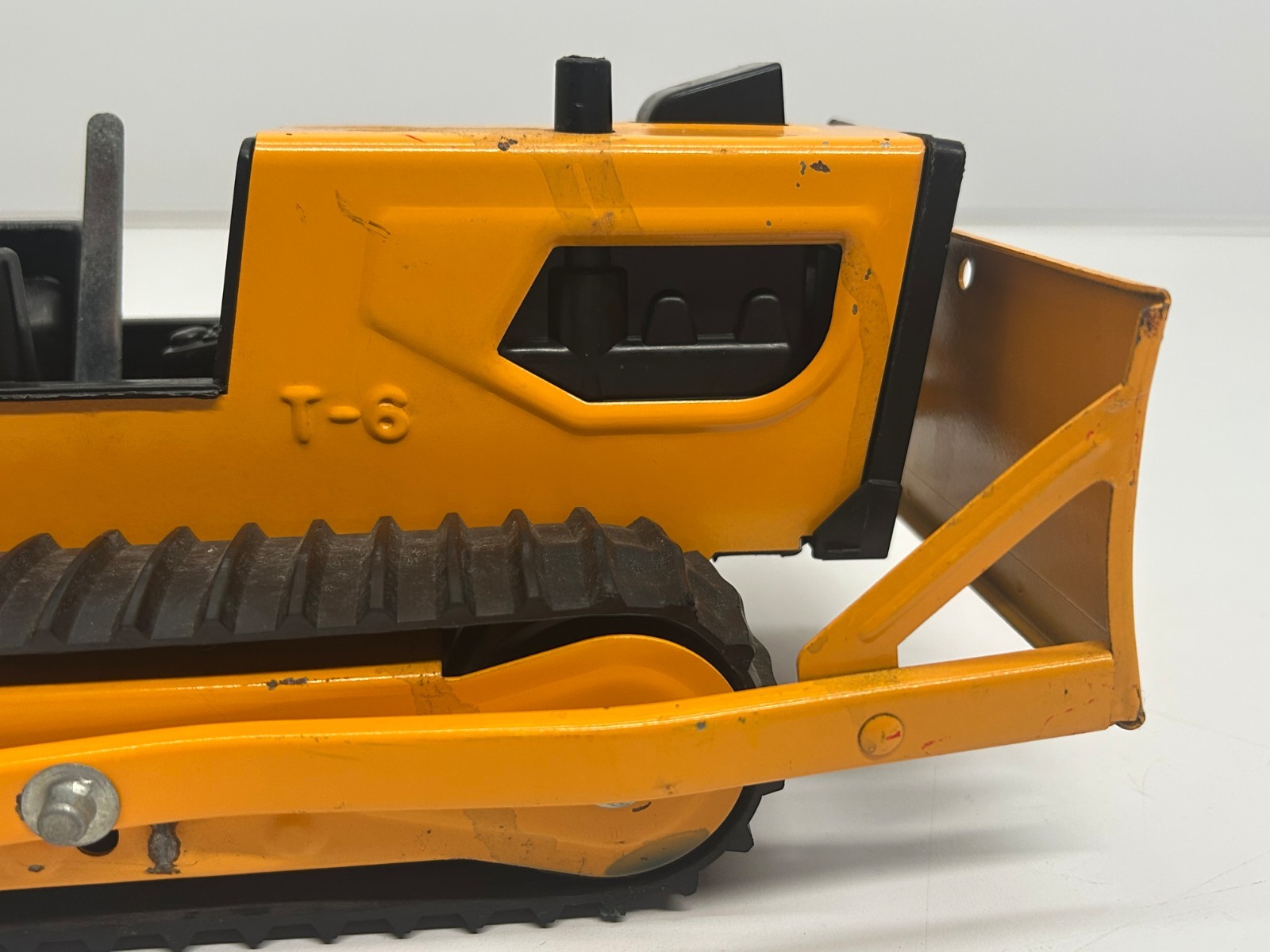 Vtg c1970s Tonka T-6 Pressed Steel Plastic Orange Bulldozer Toy