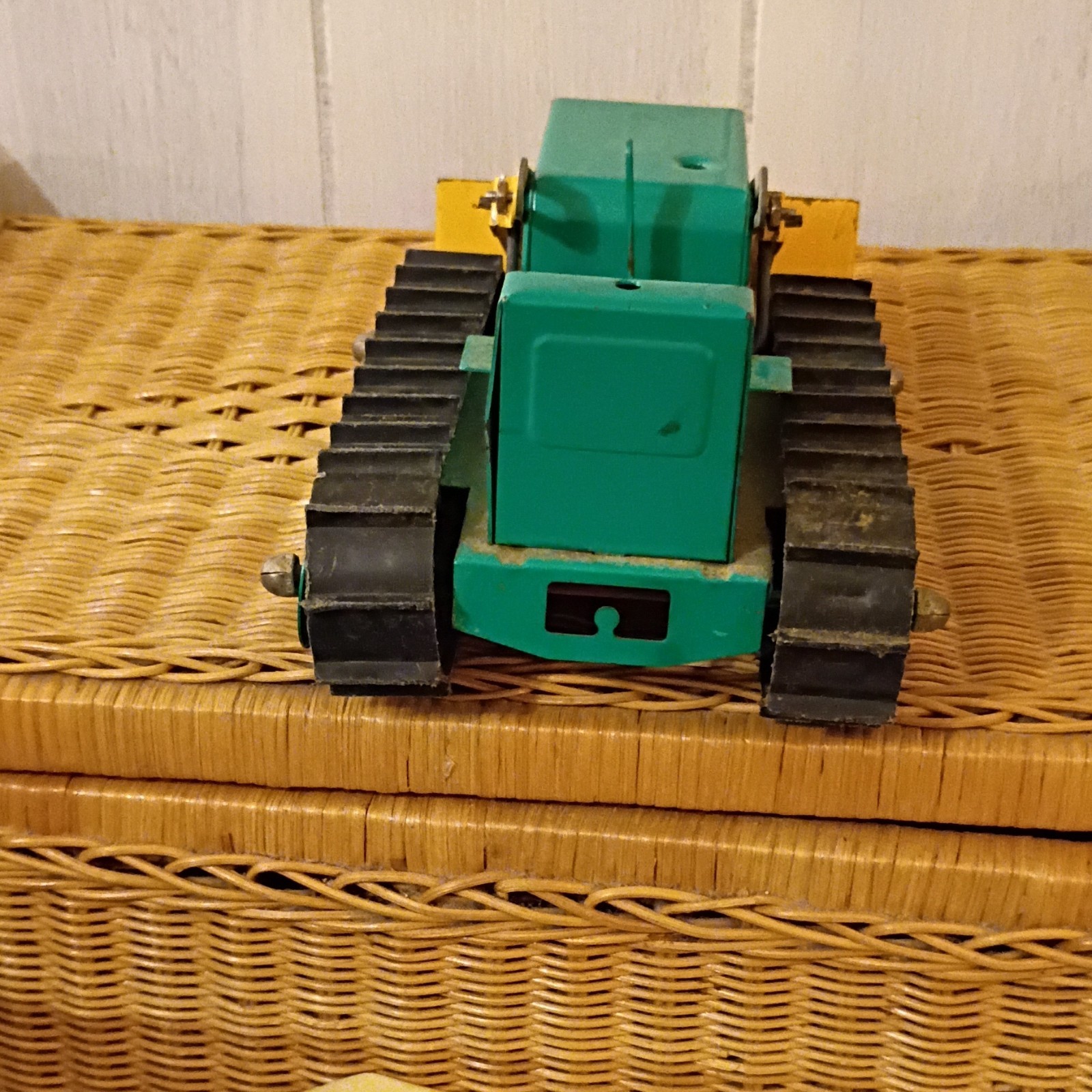 Structo Vintage Diecast Tracked Construction Loader Toy Green Yellow Black