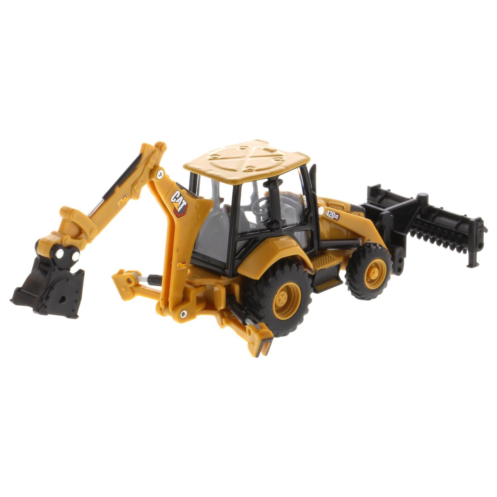 Diecast Masters 1/64 Caterpillar 420 XE Backhoe Loader with Auger, Forks 85765