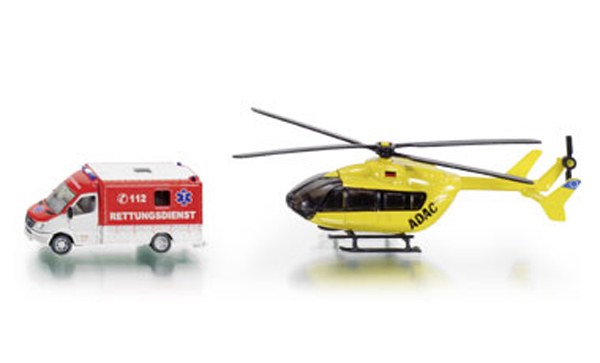 SUPER SIKU 1850 Rescue Service Set – Ambulance Helicopter 1:87 Die Cast RETIRED