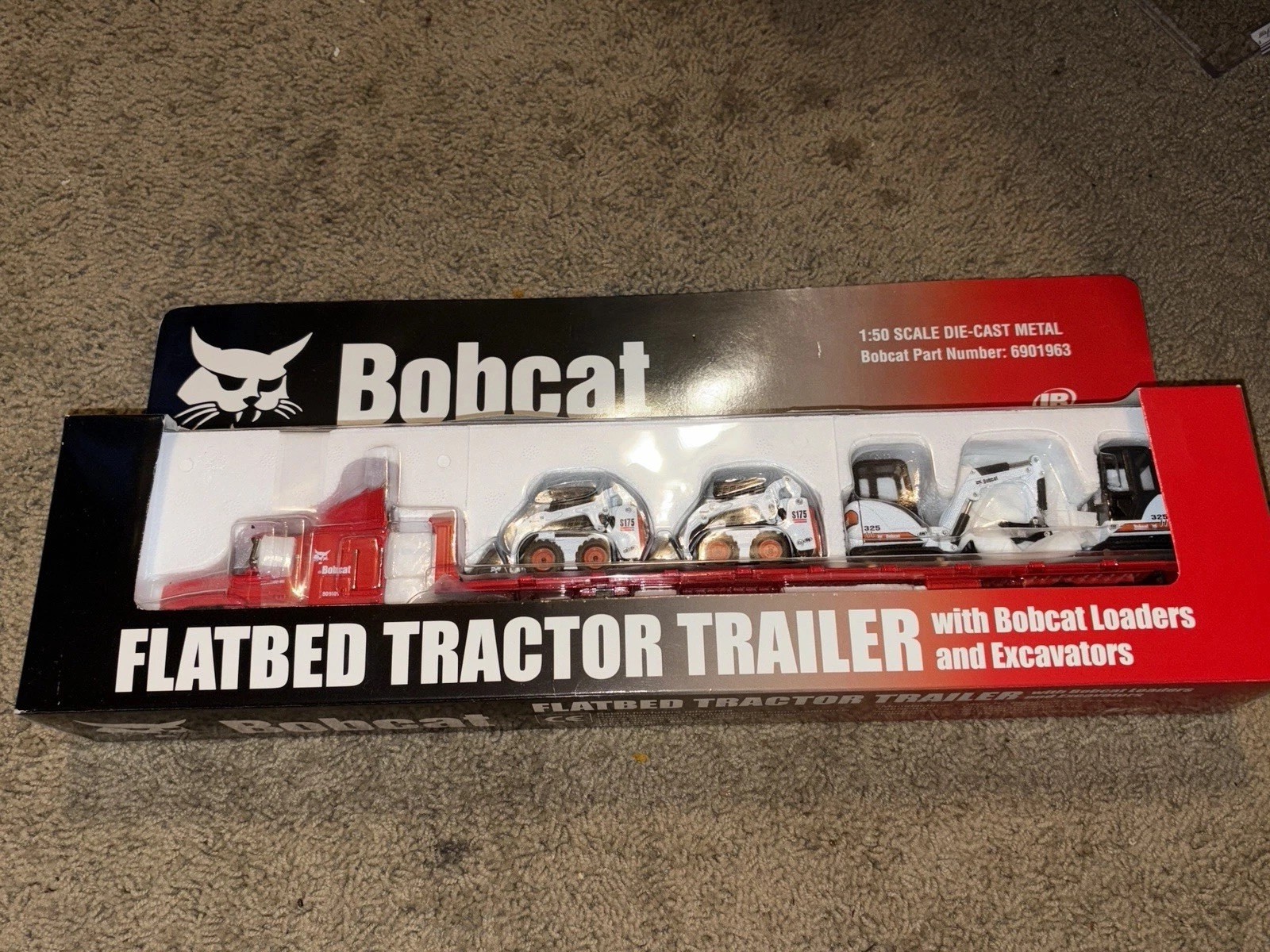 NEW Bobcat 1:50 Flatbed Tractor Trailer w/Loaders & Mini Excavators
