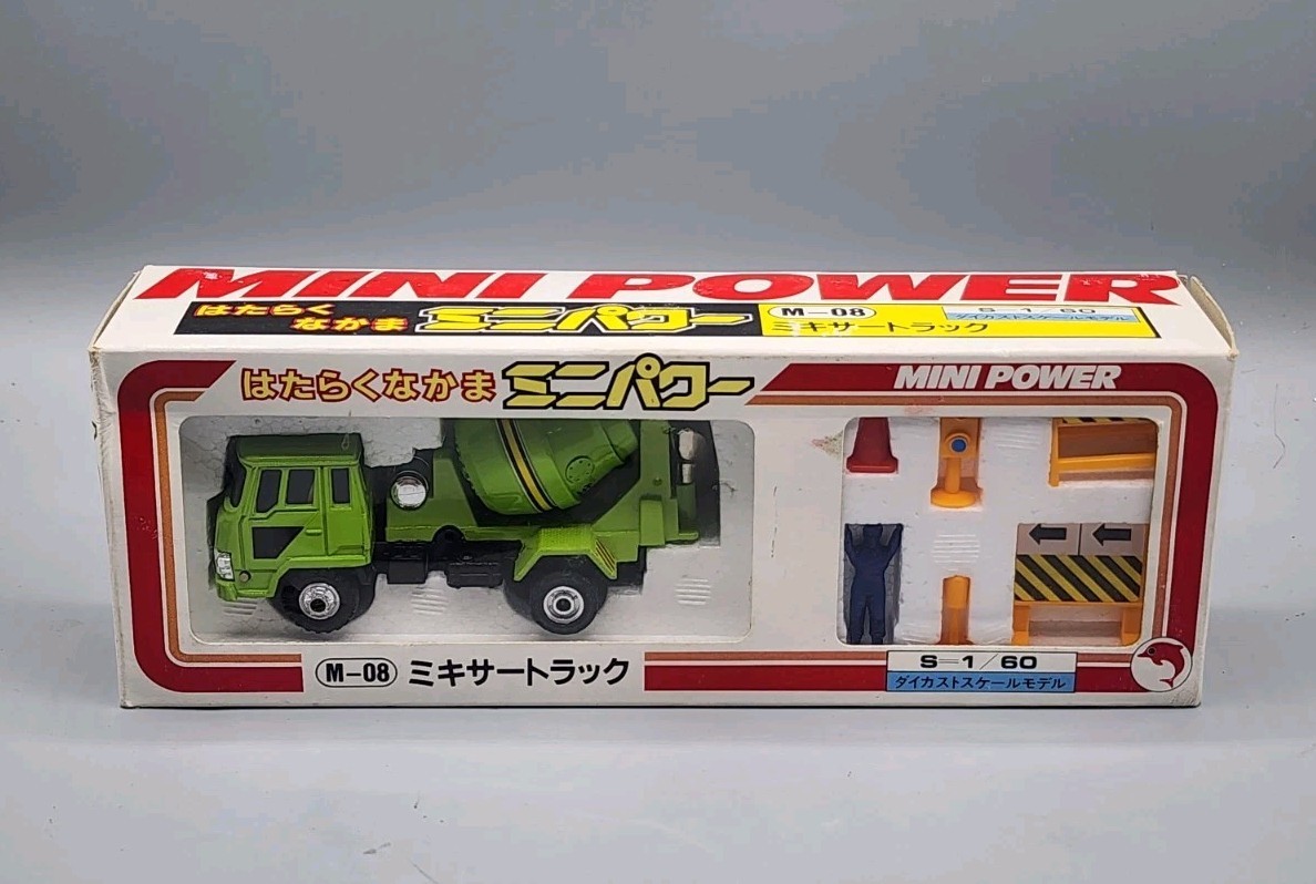 RARE SHINSEI Mini Power 1:60 MITSUBISHI M-08 Concrete Mixer Truck Vintage 1980’s