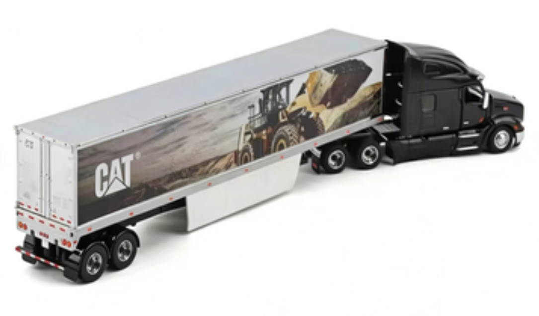 1:50 DM Peterbilt 579 Ultra Loft Tractor with Cat Mural Trailer Diecast Model