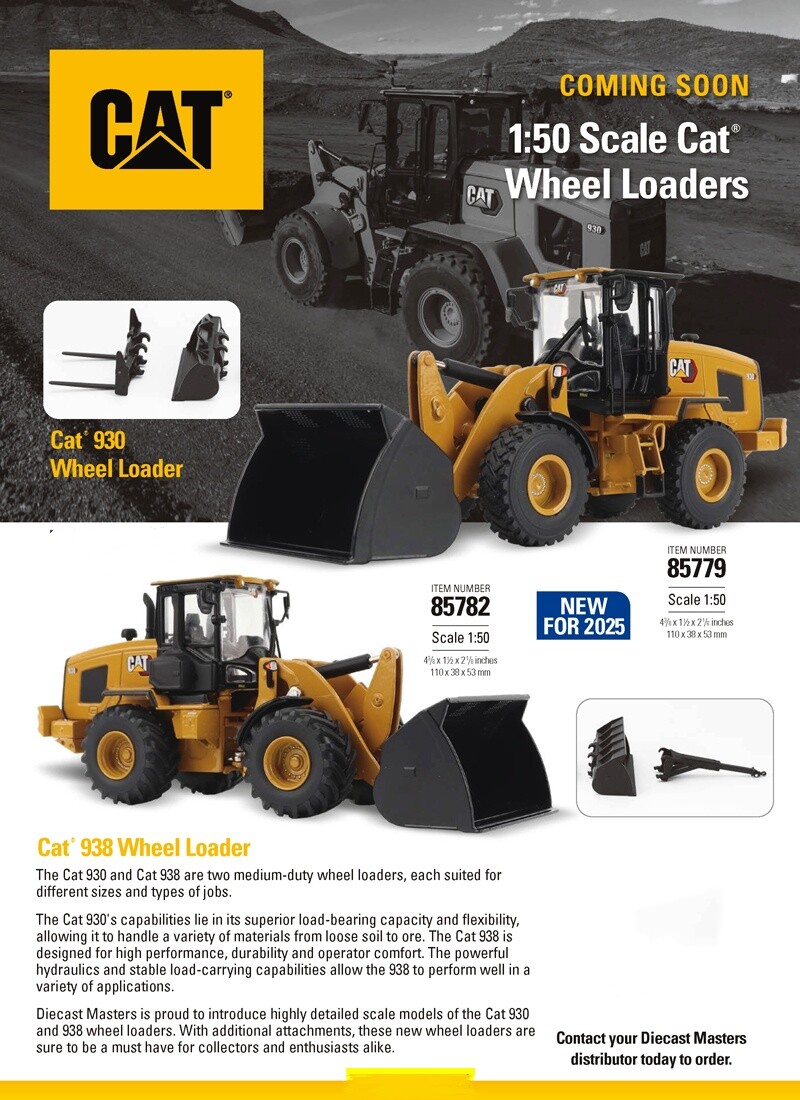 1:50 DM Cat 938 Wheel Loader Construction Machine Equipment Diecast Model
