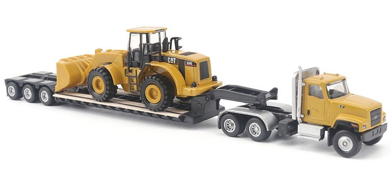 Caterpillar CT681 Day Cab Tractor with Lowboy Trailer and Cat 950G Wheel Loader