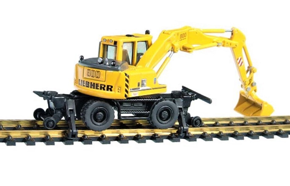 NZG 557 Liebherr A900 ZW Wheeled Excavator w/Railroad Hi-Wheels 1/87 NEW MIB