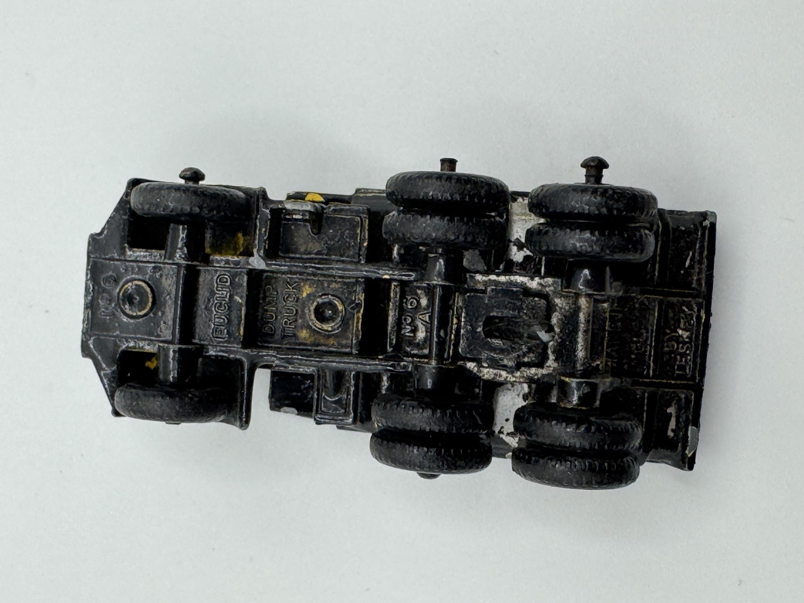 1964 MATCHBOX SERIES LESNEY NO 6-A EUCLID QUARRY TRUCK YELLOW BODY PAINTED BLACK