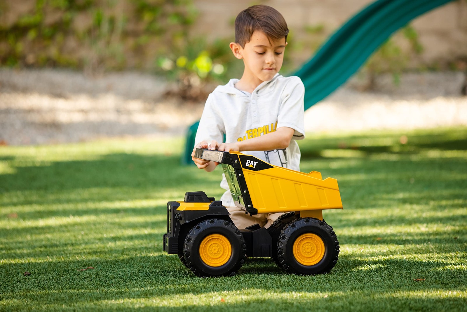 Cat Mighty Steel Dump Truck Toy 20 Inch Heavy Duty Construction Vehicle 3 Plus