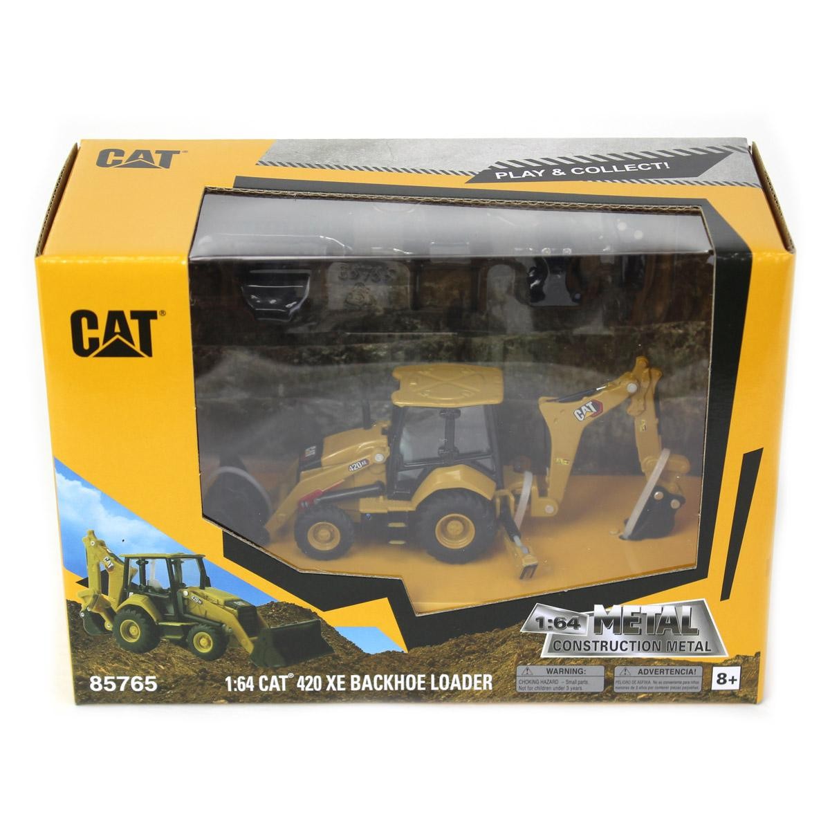 Diecast Masters 1/64 Caterpillar 420 XE Backhoe Loader with Auger, Forks 85765