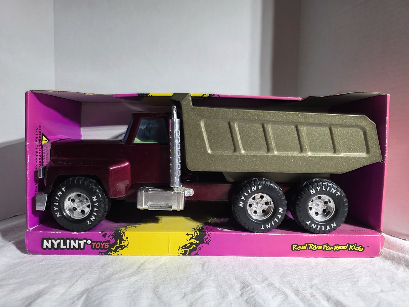 Nylint 871 Dump Truck Steel Maroon Gold Heavy-Duty Tires 1996 Toy