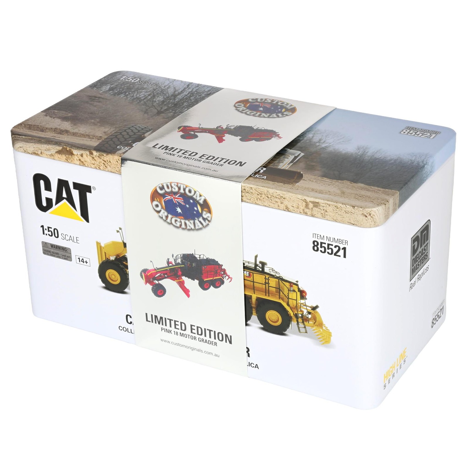 Diecast Masters Pink 1/50 Caterpillar 18M3 Motor Grader- High Line Series 85521