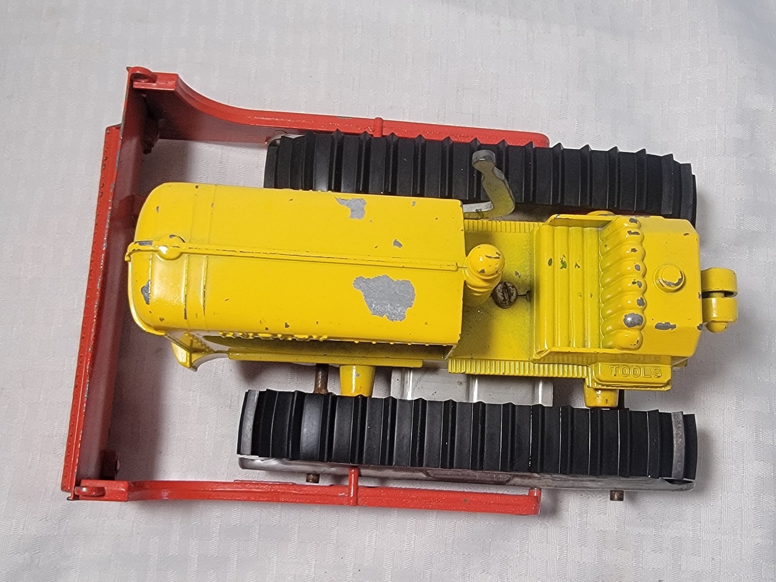 Vintage HUBLEY DIESEL BULLDOZER Cast Iron with Wooden Wheels – VGC