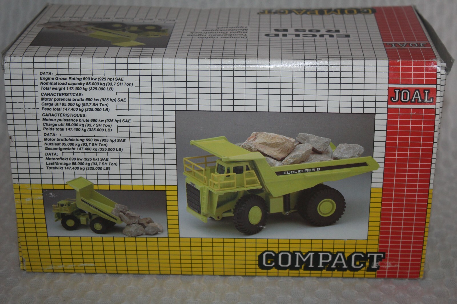 Vintage Joal Compact 1/50 Die Cast Euclid R85 B Dump Truck Green NIB