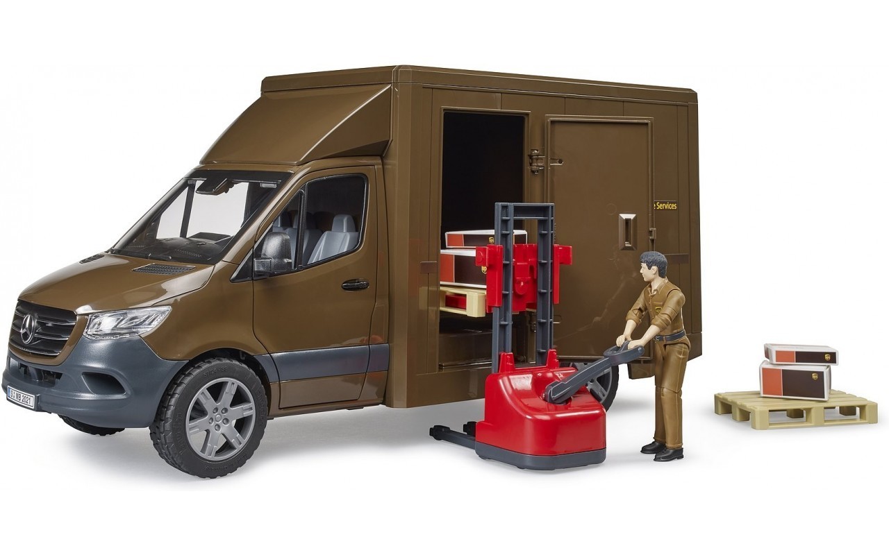 MB Sprinter Courier UPS Delivery with a Driver Bruder Toy Car Model 1/16 1:16