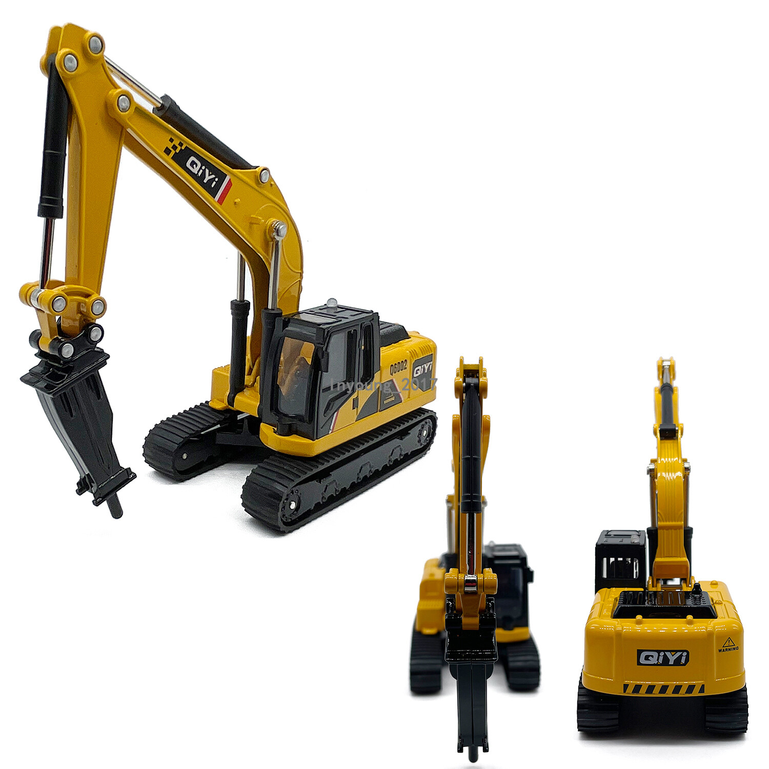 1:60 Drill Excavator Truck Toy Metal Diecast Construction Equipment Model Yellow