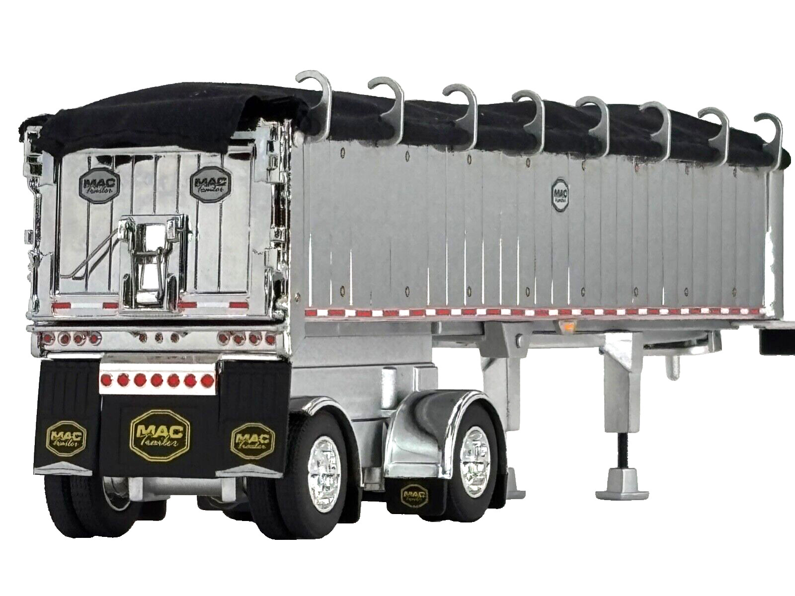 1/64 DCP CHROME MAC SPREAD AXLE DUMP TRAILER W/ BLACK TARP