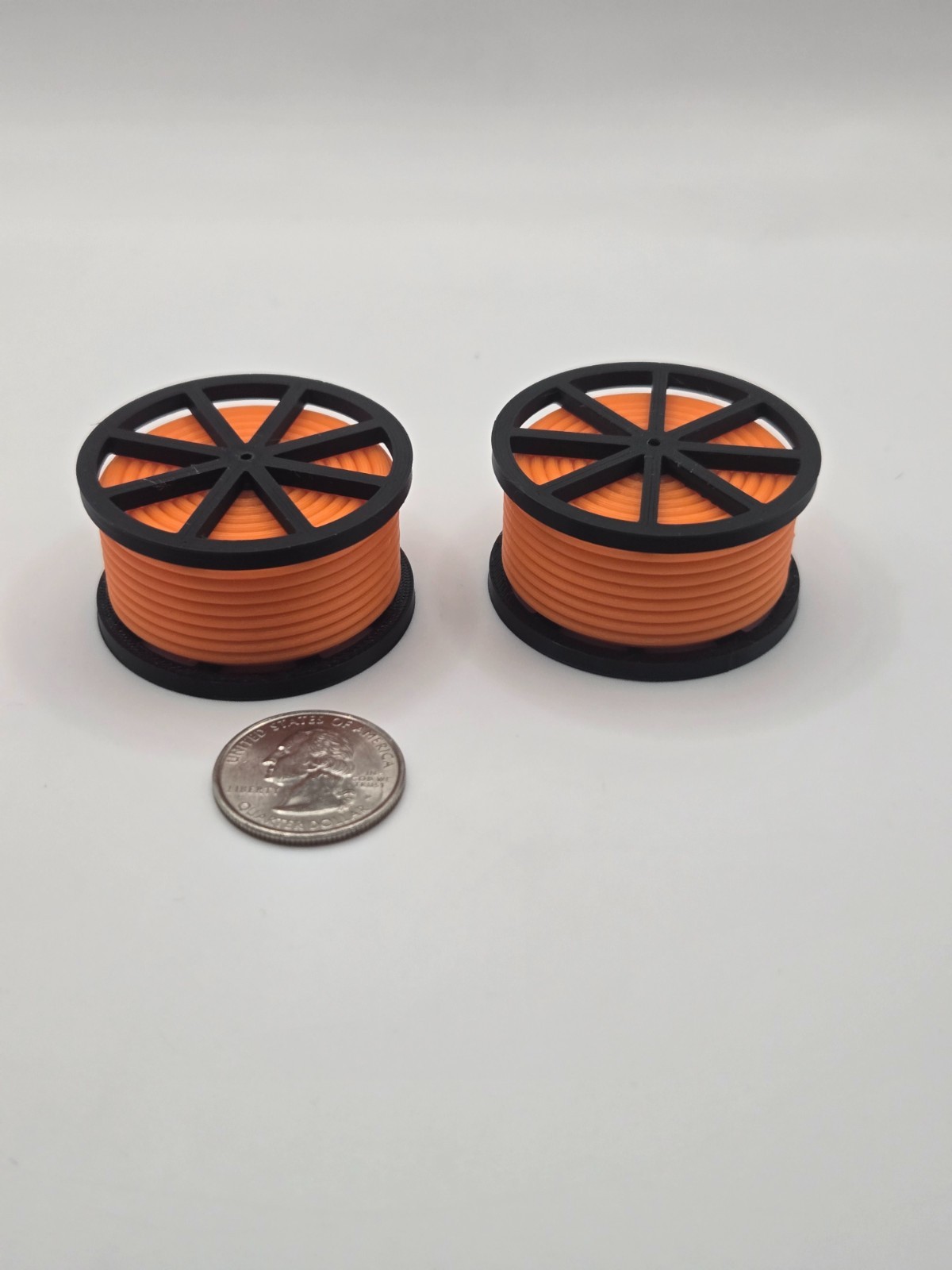 Custom 1/50 Scale Black Cable Reel With Orange Conduit Spool