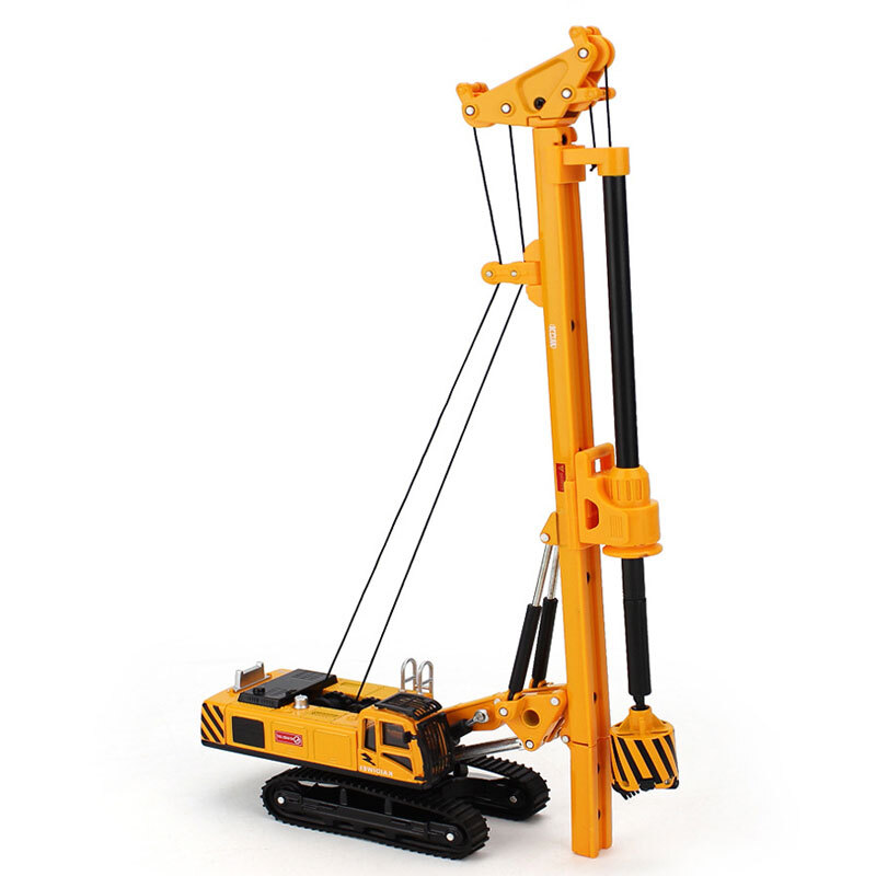 Rotary Drilling Rig Toy Diecast Construction Vehicle Model for Boys Yellow