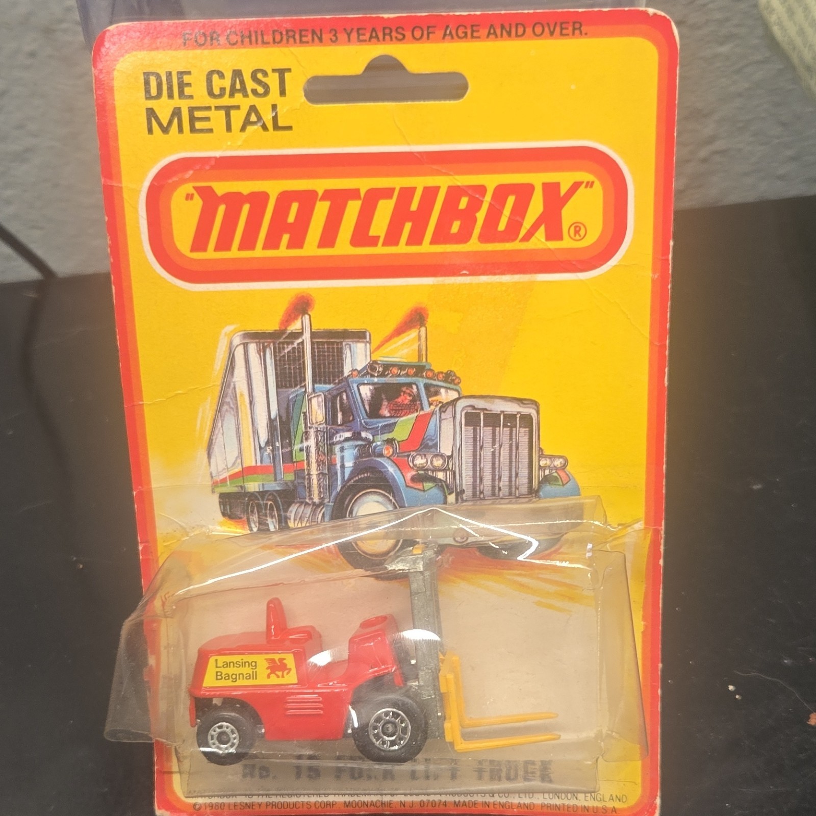 Matchbox Lansing Bagnall Red Yellow Fork Lift Truck Die-cast Metal 1980