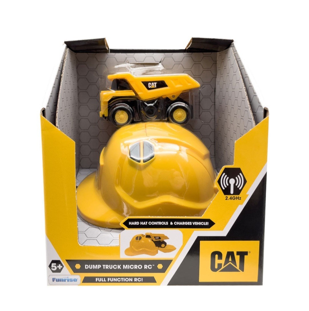 Brand New CAT Dump Truck Micro RC Toy Vehicles. Hard Hat Controls & Charges Car
