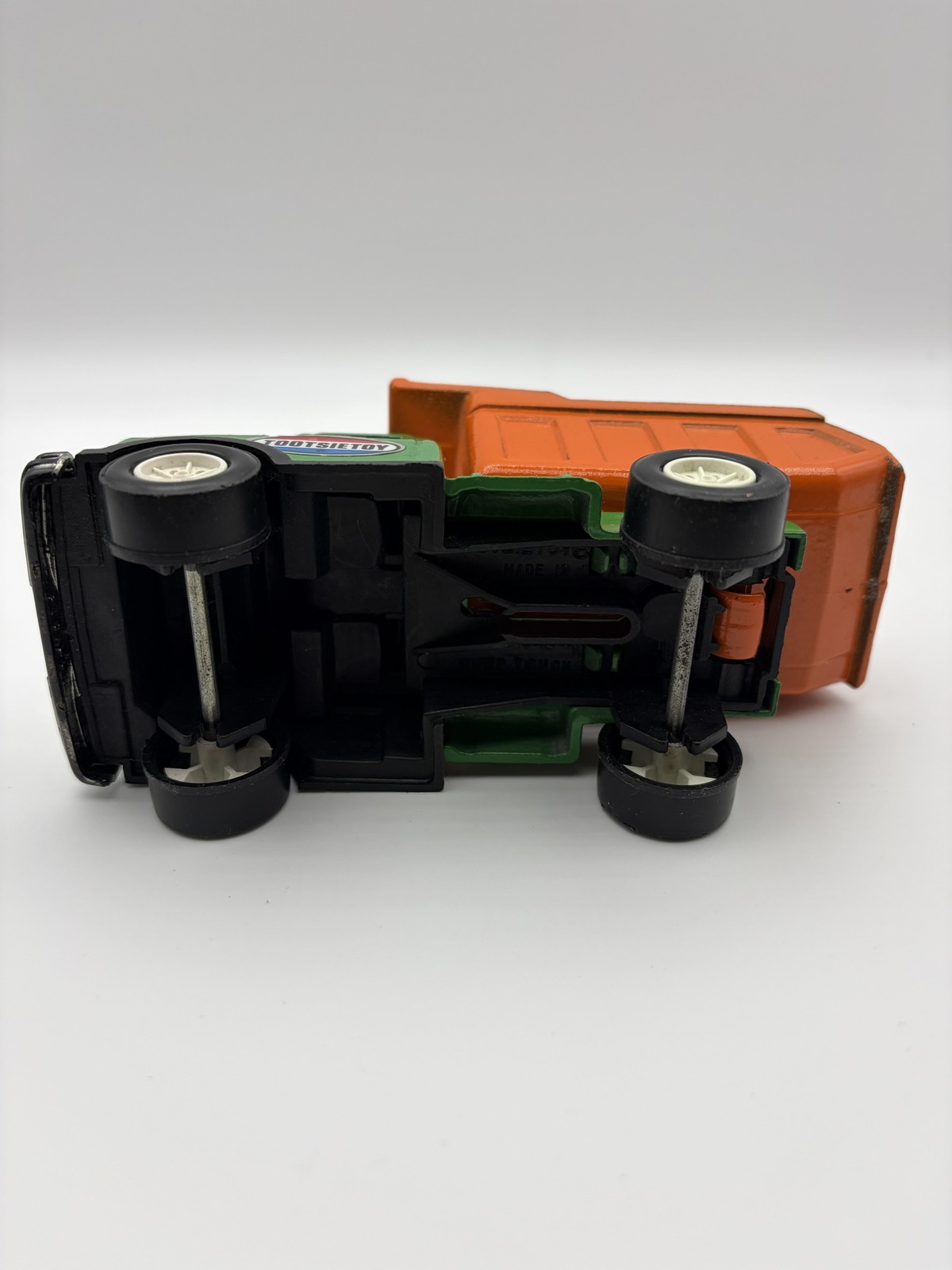 Tootsietoy Green Orange Dump Truck Diecast Toy Mini Construction Vehicle USA