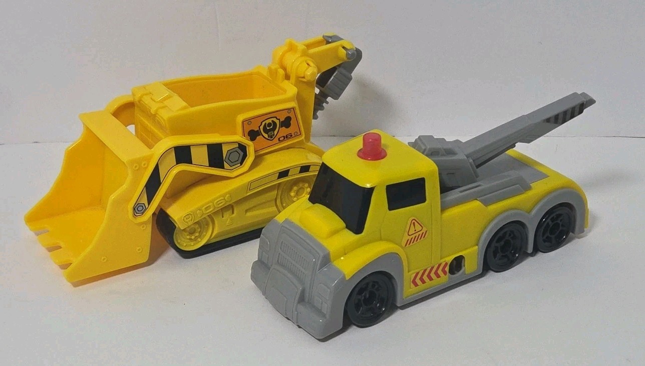 Toy Construction Vehicle Lot 7pc Bulldozer Crane Dump Truck Excavator