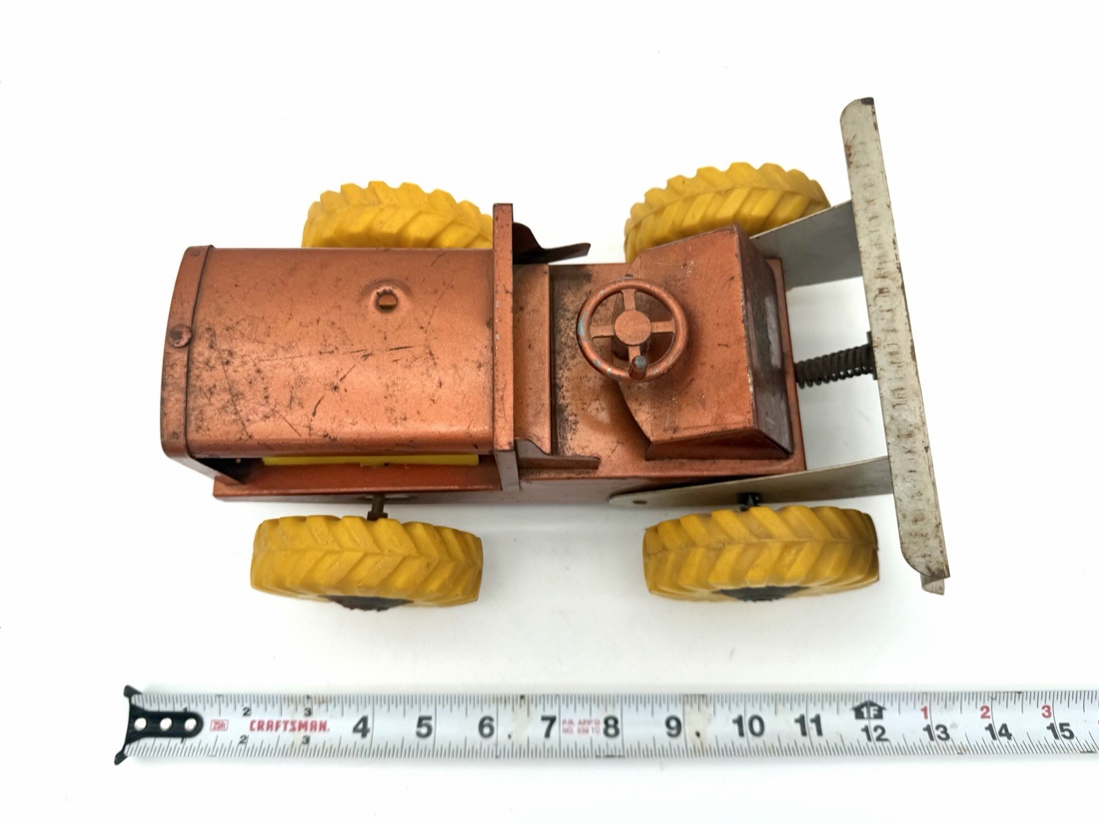 Vintage Structo Pressed Steel Tractor Scraper Dozer Working Steering Toy